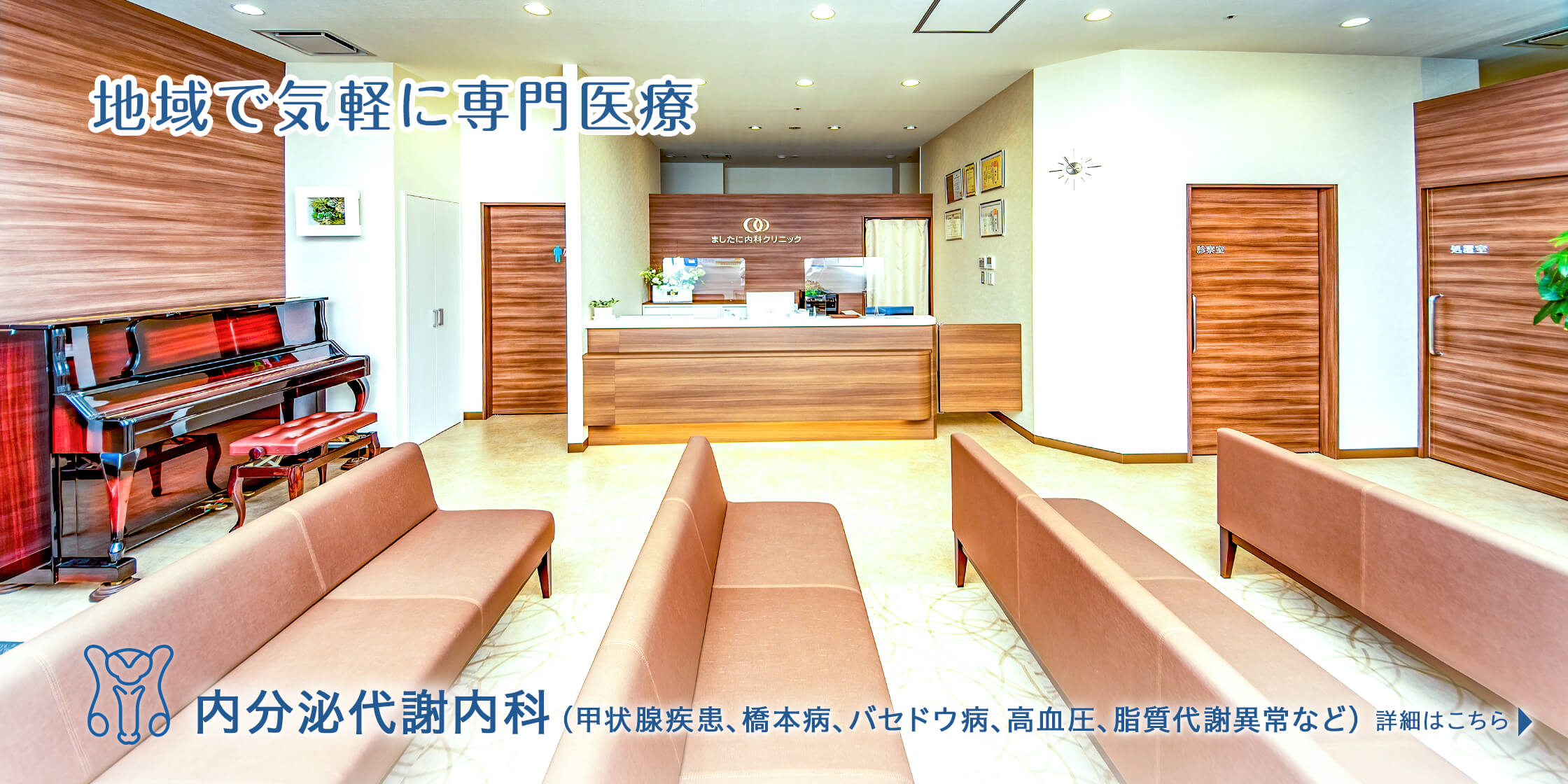 内分泌代謝内科(甲状腺疾患、橋本病、バセドウ病、高血圧、脂質代謝異常など):詳細はこちら。健康の維持を目指した専門的医療。